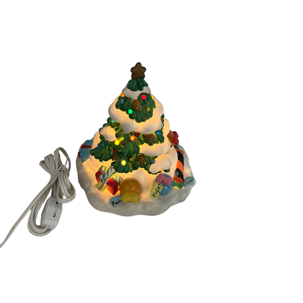 VTG Disney WINNIE-THE-POOH Porcelain Lighted Christmas Tree w/New Cord & Blub